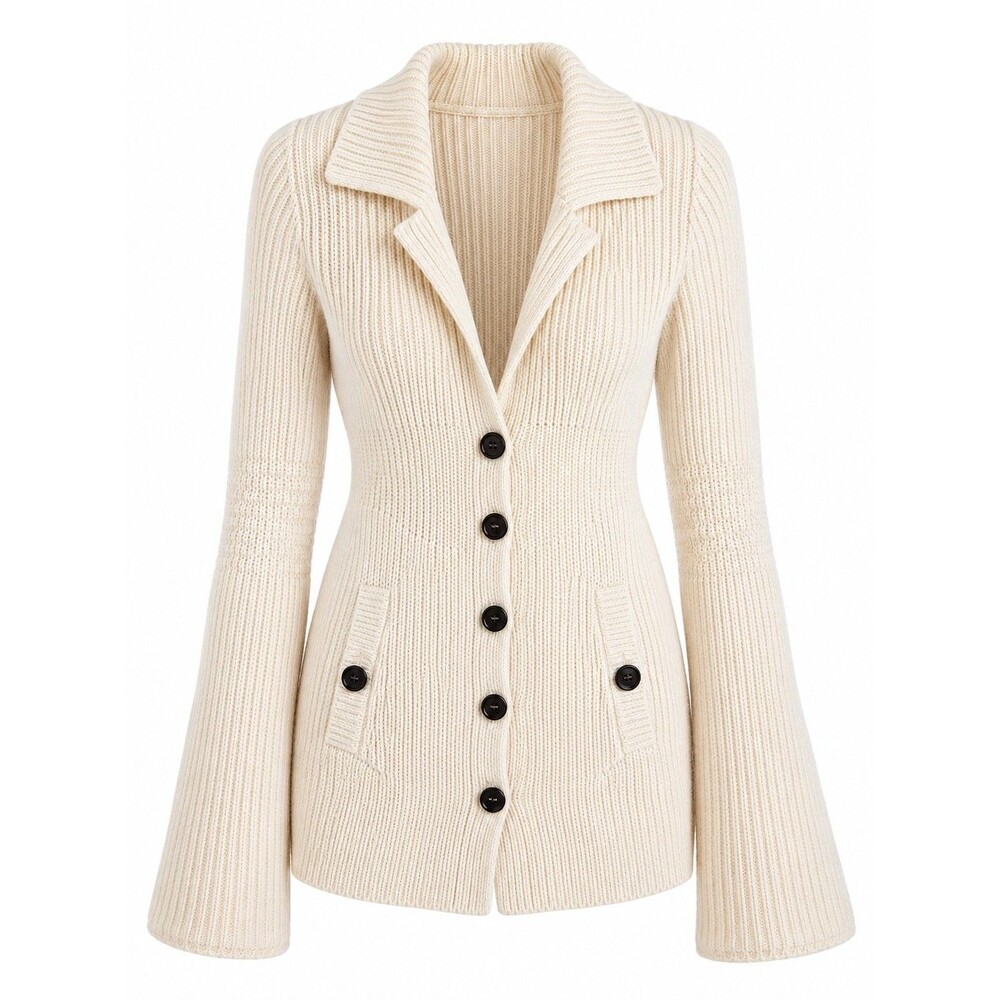 Coastal Cottage Cream Rib Knit Cardigan Sweater Sarsaparilla Size L Button Front